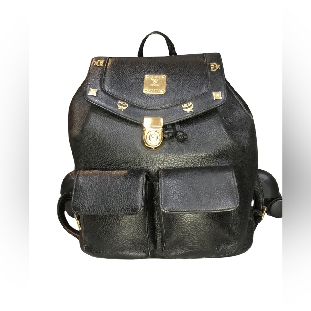MCM Blk Leather Backpack